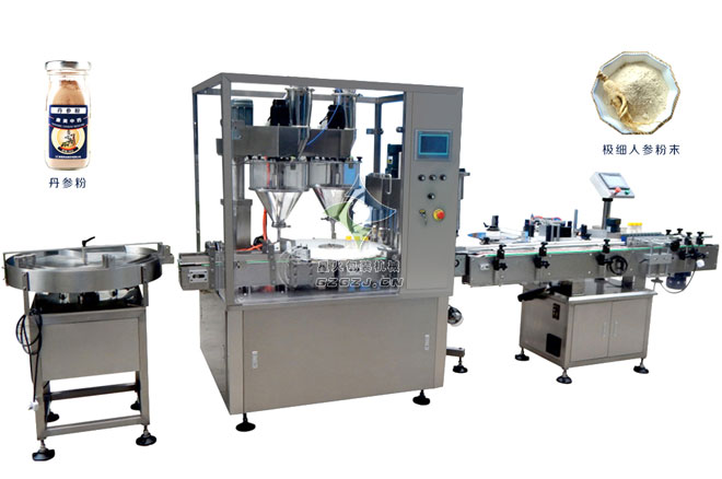 人參粉全自動灌裝生產線,丹參粉灌裝旋蓋一體機